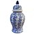 POTE EM PORCELANA AZUL E BRANCO PRIMAVERA COM TAMPA D20XA36CM - Imagem 1
