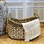 CESTA DECORATIVA RATTAN BALI OVAL BRANCO E NATURAL - Imagem 3
