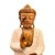 ESCULTURA BUDA MEDITACAO MADEIRA NATURAL E BRANCA 35CM - Imagem 2