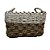 CESTO RATTAN BALI RETANGULAR NATURAL E BRANCO - Imagem 1