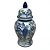 POTE EM PORCELANA AZUL E BRANCO PASSARO COM TAMPA D18XA34CM - Imagem 2
