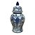 POTE EM PORCELANA AZUL E BRANCO PASSARO COM TAMPA D18XA34CM - Imagem 1