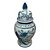 POTE EM PORCELANA TURQUESA E BRANCO PASSARO COM TAMPA D18XA34CM - Imagem 2