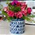 CACHEPOT EM PORCELANA AZUL E BRANCA REDONDO RETO 20X20CM - Imagem 3