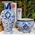 CACHEPOT PORCELANA AZUL E BRANCA GOLDEN BOTANIC D15XA11CM - Imagem 4