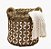 CESTA DECORATIVA RATTAN BALI REDONDO BRANCO E NATURAL COM CORDA - Imagem 1