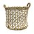 CESTA DECORATIVA RATTAN BALI REDONDO BRANCO E NATURAL - Imagem 1