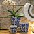 CACHEPOT PORCELANA AZUL E BRANCA FLOR CELESTIAL D20XA20CM - Imagem 3