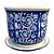 CACHEPOT EM PORCELANA AZUL E BRANCO COM PRATO RAMALHETE D24XA18CM - Imagem 1