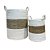 CESTA DECORATIVA RATTAN BALI REDONDO BRANCO E NATURAL - Imagem 2