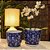 CACHEPOT PORCELANA AZUL E BRANCA DENTE DE LEAO D18XA18CM - Imagem 4