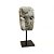 ESCULTURA DECORATIVA MINI MASCARA ETNICA IMPORTADA GITGIT EM PEDRA BRANCA COM SUPORTE A18CM - Imagem 1