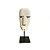 ESCULTURA DECORATIVA MINI MASCARA ETINICA IMPORTADA PUTRI PEDRA NATURAL BRANCA COM SUPORTE A18CM - Imagem 1