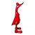 ESCULTURA PATO POA COM CHAPEU MADEIRA NATURAL E VERMELHO 42CM - Imagem 1