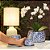 CACHEPOT PORCELANA AZUL E BRANCA FLORATA D11XA09CM - Imagem 3