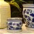 CACHEPOT PORCELANA AZUL E BRANCA MEDALHA FLORAL D10XA08CM - Imagem 3