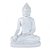 ESCULTURA BUDA RESINA MEDITACAO BRANCO BRILHANTE - Imagem 1