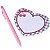 SET 2 PCS CANETA E BLOCO NOTAS CORACAO XADREZ CHERRY 31 X 23 - Imagem 1