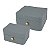CJ. DE PORTA JOIAS DE MADEIRA E COURO CINZA - 2 PCS - Imagem 1
