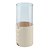 VASO DECORATIVO EM VIDRO E PU TRANSPARENTE E CREME 10,3CM X 10,3CM X 19,8CM - Imagem 1