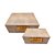 CJ DE CAIXAS DECORATIVAS EM COURO SINTETICO BEGE DETALHE DOURADO 2PCS - Imagem 1