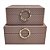 CJ DE 2 CAIXAS DECORATIVAS EM MADEIRA REVESTIDO EM PU BEGE G26CM X 21CM X 12,5CM - Imagem 1