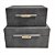 CJ DE 2 CAIXAS DECORATIVAS EM MADEIRA REVESTIDO EM PU CINZA G26CM X 22CM X 12,5C - Imagem 1