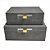 CJ DE 2 CAIXAS DECORATIVAS EM MADEIRA REVESTIDO EM PU CINZA G26CM X 21CM X 12,5C - Imagem 1