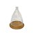 CUPULA DECORATIVA EM VIDRO TRANSPARENTE COM BASE MADEIRA NATURAL - Imagem 1