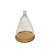 CUPULA DECORATIVA EM VIDRO TRANSPARENTE COM BASE MADEIRA NATURAL - Imagem 1