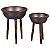 CJ. DE CACHEPOTS DECORATIVOS EM MADEIRA E METAL CINZA E MARROM - 2PCS - Imagem 1