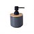 PORTA SABONETE EM CERAMICA AZUL DETALHE EM MADEIRA DISPENSER PRETO - Imagem 1
