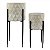 CJ DE CACHEPOTS DE METAL BEGE COM BASE PRETA 2PCS - Imagem 1