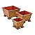 CONJUNTO DE CACHEPOT DE RATTAN E MADEIRA QUADRADO - Imagem 1
