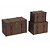 CONJUNTO DE 3 CAIXAS DECORATIVAS EM MADEIRA E PU - COR MARROM E PRETO - G 58X34X - Imagem 1