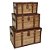 CJ DE 3 CAIXAS DECORATIVAS EM MADEIRA E PU COR NATURAL E MARROM G80CM X 50,5CM X - Imagem 1