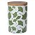 POTE DE CERAMICA COM DESENHOS DE FOLHA COM TAMPA DE BAMBU - Imagem 1