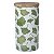 POTE DE CERAMICA COM DESENHOS DE FOLHA COM TAMPA DE BAMBU - Imagem 1