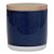 POTE DE CERAMICA AZUL COM TAMPA DE MADEIRA - Imagem 1