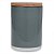 POTE DE CERAMICA CINZA COM TAMPA DE MADEIRA - Imagem 1