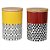 CJ DE POTES DE CERAMICA COLORIDOS COM TAMPAS DE MADEIRA 2 - Imagem 1