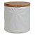 POTE DE CERAMICA BRANCO COM TAMPA DE MADEIRA - Imagem 1