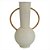 VASO DECORATIVO EM METAL COR CREME COM ALCAS MARROM 26,5CM X 18CM X 38CM - Imagem 1