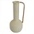 VASO DECORATIVO EM METAL COR CREME COM ALCAS MARROM 10,5CM X 5,5CM X 25CM - Imagem 1