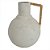 VASO DECORATIVO EM METAL COR CREME COM ALCAS MARROM 20CM X 20CM X 26,5CM - Imagem 1