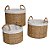CJ DE CESTOS DE PALHA E TECIDO BEGE E BRANCO 3PCS - Imagem 1