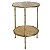 MESA LATERAL DE MADEIRA, METAL E RATTAN MARROM E DOURADA - Imagem 1