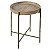MESA LATERAL DE MADEIRA, METAL E RATTAN MARROM E DOURADA - Imagem 1