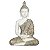 ESTATUETA DE RESINA DE BUDDHA SENTADO BRANCA - Imagem 1