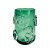 VASO DECORATIVO EM VIDRO VERDE COM DETALHES EM RELEVO ESTILO MURANO - Imagem 1
